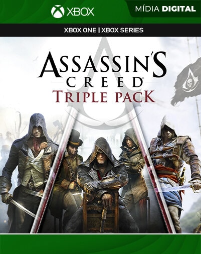 Assassins Creed Triple Pack Black Flag, Unity, Syndicate - Xbox One / XS - Mídia Digital