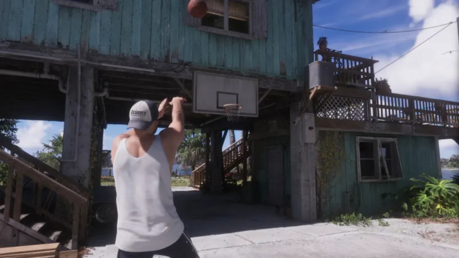 Jason jogando basquete em Grand Theft Auto VI