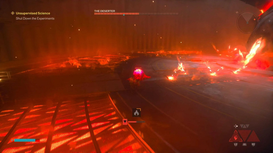 Fase final com bolsas de magma contra o Desertor