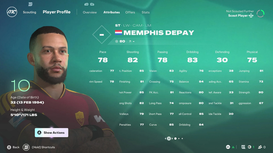 Memphis Depay em EA Sports FC 27