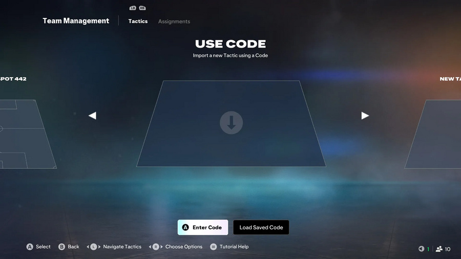 Tela de importacao de codigo de tatica no EA FC 27